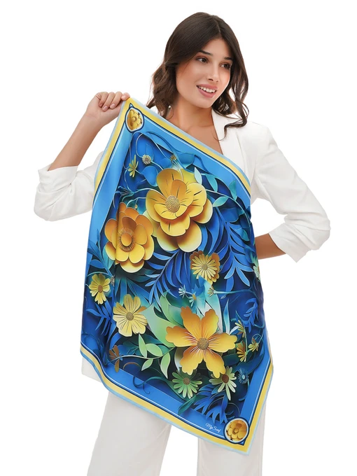 MyScarf Basic Хустка колір синьо-жовтий фото 2