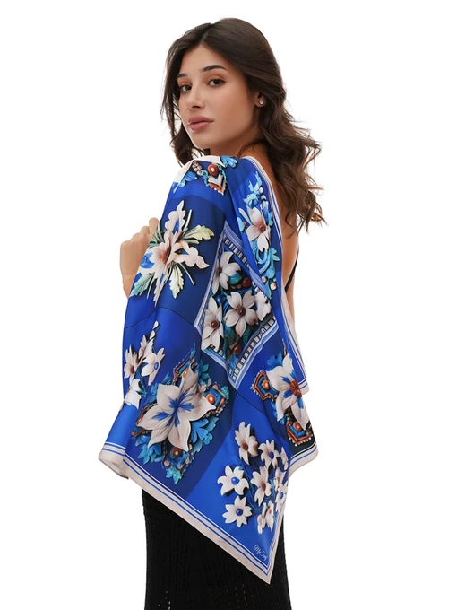 MyScarf Basic Хустка колір білий/синій фото 3