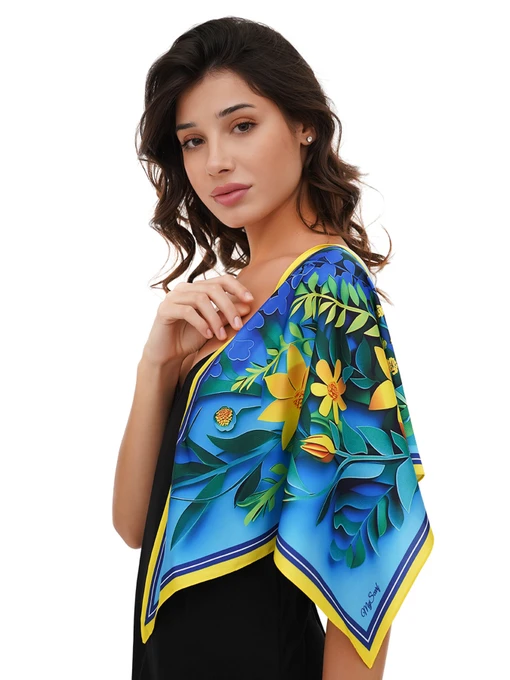 MyScarf Basic Хустка колір синьо-жовтий фото 2