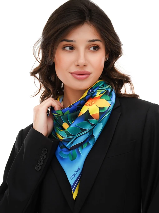 MyScarf Basic Хустка колір синьо-жовтий фото 3