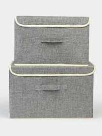 Ящик для хранения с крышкой светло-серый MBM HOME модель TH-07 LIGHT GRAY Фото