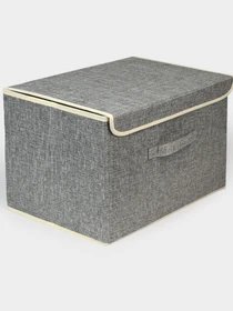 Ящик для зберігання з кришкою світло-сірий MBM HOME модель TH-07 LIGHT GRAY Фото