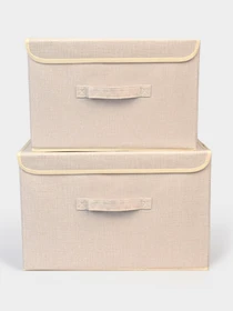 Ящик для хранения с крышкой кремовый MBM HOME модель TH-07 CREAM Фото