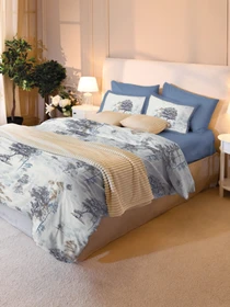 Наволочка "Магія лісу" з натурального сатину MBM HOME модель BL-P-01 BLUE/WHITE Фото