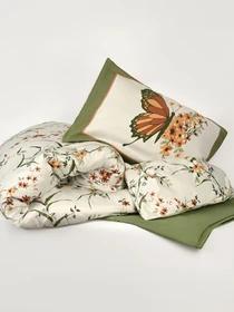 Наволочка "Цветочное поле" из натурального сатина MBM HOME модель BL-P-02 GREEN/PRINT Фото