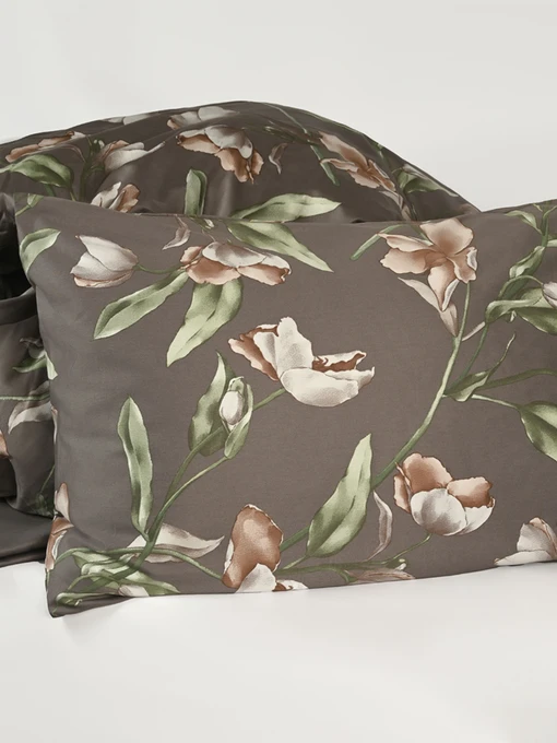 Наволочка "Весенний цвет" из натурального сатина MBM HOME модель BL-P-03 GRAY/PRINT Фото