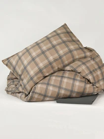Наволочка "Тартан" з натурального вареного сатину MBM HOME модель BL-P-04 GRAY/BEIGE Фото