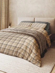 Наволочка "Тартан" з натурального вареного сатину MBM HOME модель BL-P-04 GRAY/BEIGE Фото