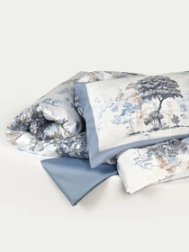 Підковдра "Магія лісу" з натурального сатину MBM HOME модель BL-DC-01/02 BLUE/WHITE Фото