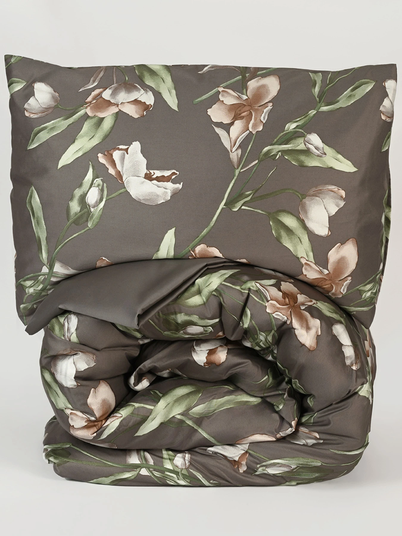 Пододеяльник "Весенний цвет" из натурального сатина MBM HOME модель BL-DC-05/06 GRAY/PRINT Фото
