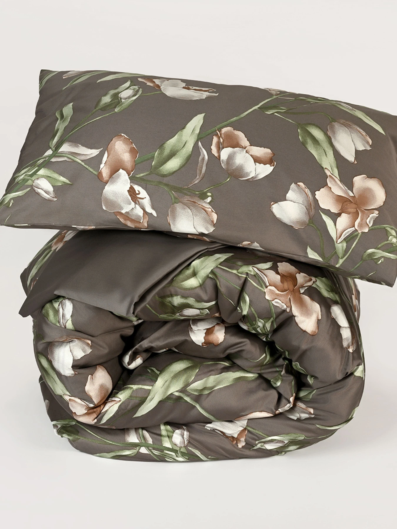 Пододеяльник "Весенний цвет" из натурального сатина MBM HOME модель BL-DC-05/06 GRAY/PRINT Фото