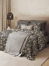 Пододеяльник "Весенний цвет" из натурального сатина MBM HOME модель BL-DC-05/06 GRAY/PRINT Фото