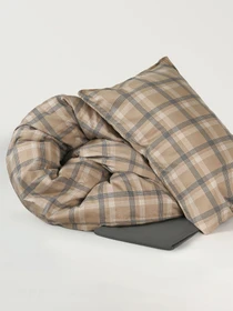 Пододеяльник "Тартан" из натурального вареного сатина MBM HOME модель BL-DC-07/08 GRAY/BEIGE Фото