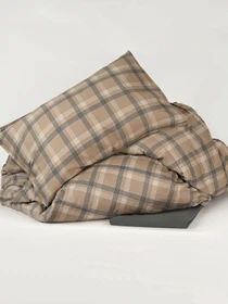 Пододеяльник "Тартан" из натурального вареного сатина MBM HOME модель BL-DC-07/08 GRAY/BEIGE Фото