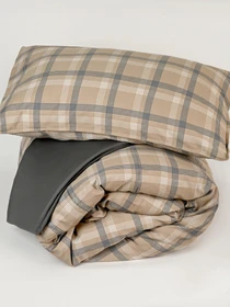 Пододеяльник "Тартан" из натурального вареного сатина MBM HOME модель BL-DC-07/08 GRAY/BEIGE Фото