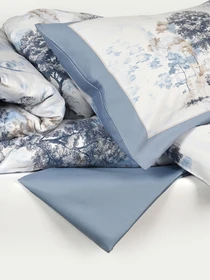 Простынь "Магия леса" из натурального сатина MBM HOME модель BL-FS-01/02 BLUE Фото