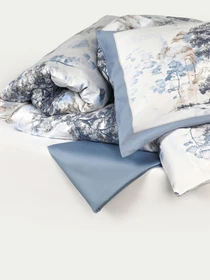 Простынь "Магия леса" из натурального сатина MBM HOME модель BL-FS-01/02 BLUE Фото