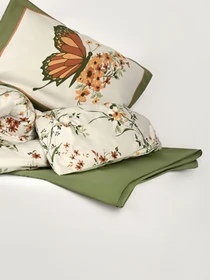 Простынь "Цветочное поле" из натурального сатина MBM HOME модель BL-FS-03/04 GREEN Фото