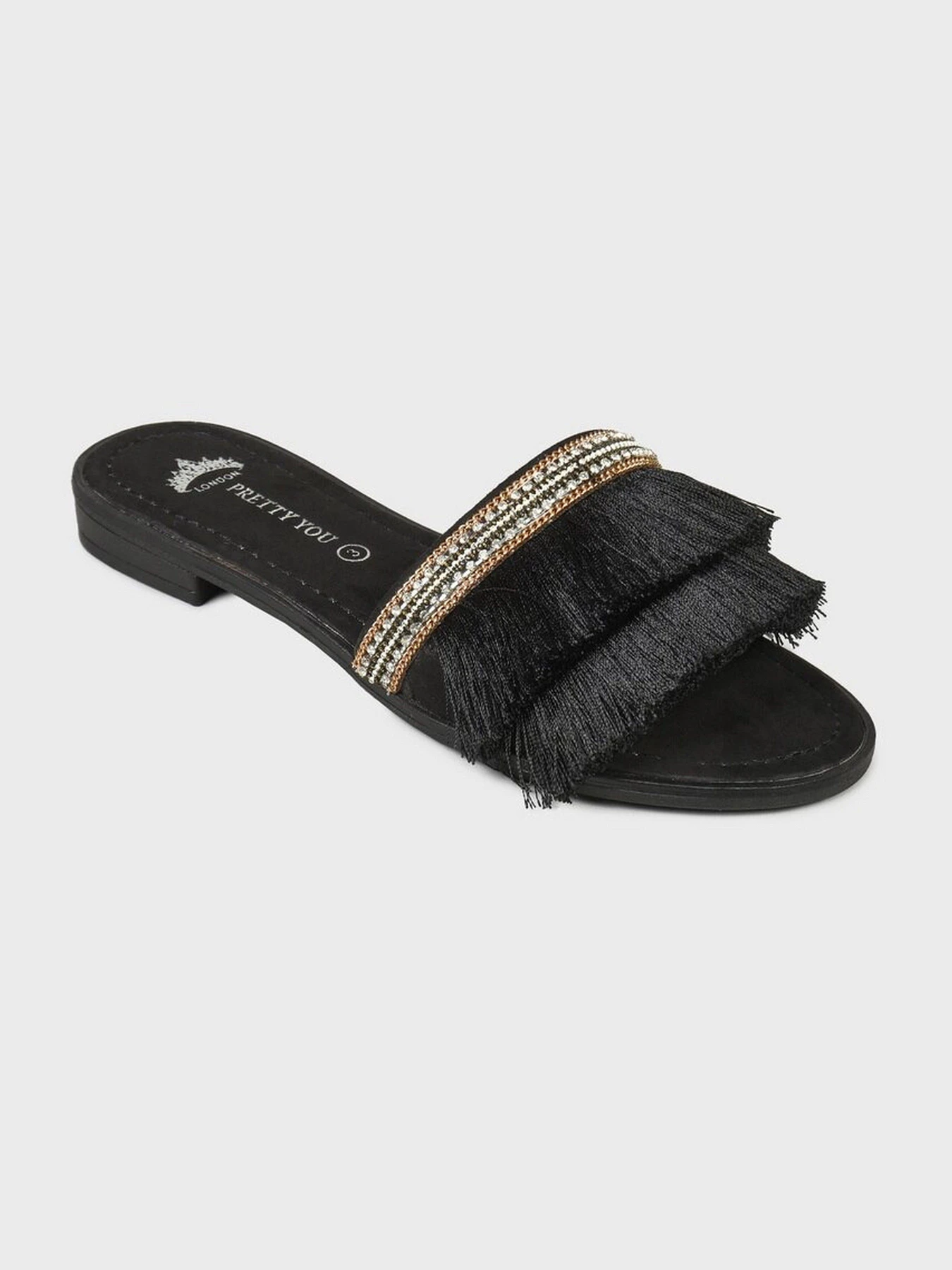 Шльопанці Pretty You London модель Fringe Фото