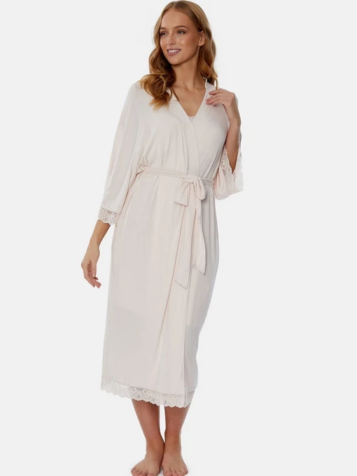 Одежда для дома и сна Pretty You London Bamboo Lace модель Bamboo-Lace-Kimono-Powder Фото
