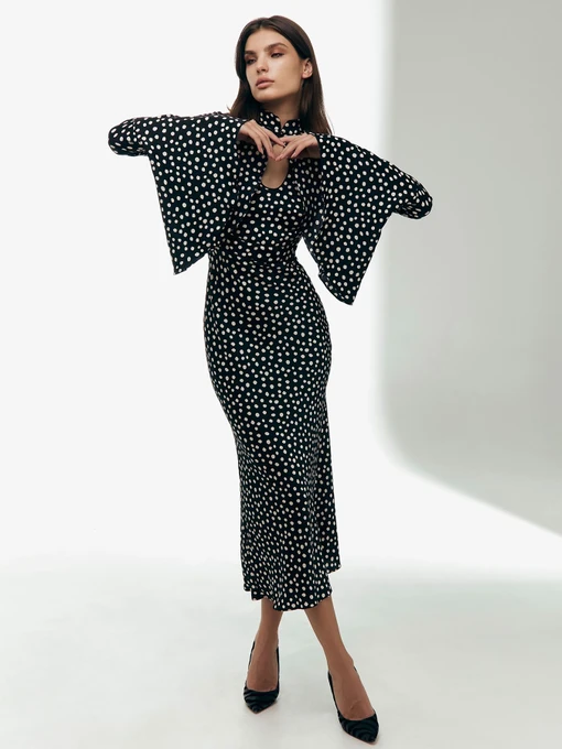 Жіноча Сукня міді Anais Gose Grace Polka Dot White фото 2