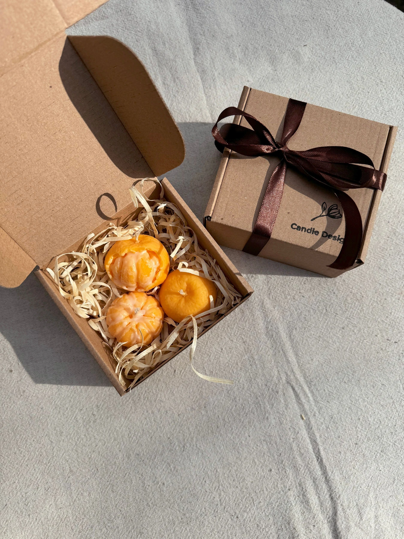 Набір аромасвічок "Мандаринки",аромат Chiffon, з натурального оливкового воску Candle Design модель 200.0033 Фото