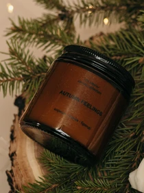 Аромасвічка в бурштиновій банці, аромат "вершково-гарбузовий" Candle Design модель 210.0016 Фото