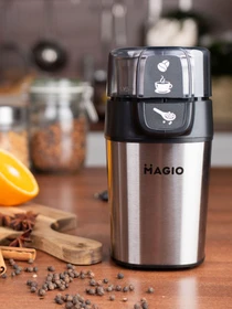 Мультимолка MAGIO МG-195/300Вт/70 гр/нерж.корпус/знімна чаша/ніж титан. покр, для спецій,круп,кави Magio модель MG-195 Фото