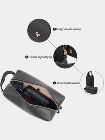 Мужской матовый кожаный несессер GRANDE PELLE Черный Grande Pelle модель bag24_11508 Фото
