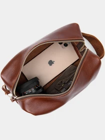 Кожаная мужская Органайзер-косметичка GRANDE PELLE Коричневый Grande Pelle модель bag24_11418 Фото
