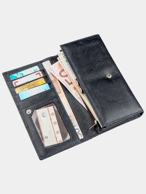 ST Leather Accessories Гаманець колір сіро-синій фото 3