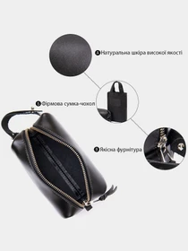 Кожаная глянцевая мужская Органайзер-косметичка GRANDE PELLE Черный Grande Pelle модель bag24_11413 Фото
