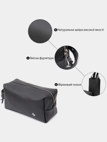 Матовый мужской кожаный несессер GRANDE PELLE Черный Grande Pelle модель bag24_11509 Фото