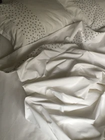 Комплект постільної білизни білий з вишитими сірими зірками Cozy модель 10135322 Фото