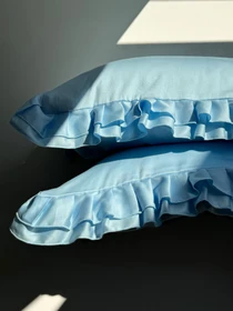 Наволочка з рюшами небесно-блакитна Cozy модель 10122190 Фото