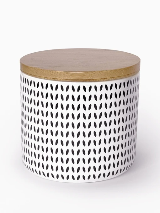 Емкость для хранения с узором белая/дерево MBM HOME модель KP-122 S WHITE/WOOD Фото