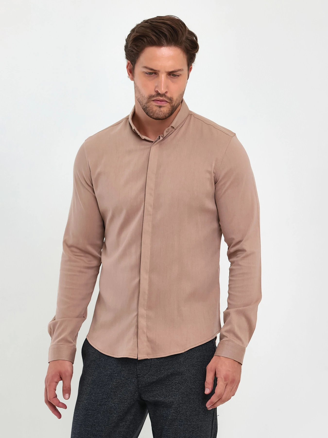 Рубашки Trend Collection модель TC11336BeigeRBSHKMN Фото