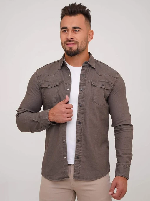 Рубашки Trend Collection модель TC6590GreyBrownRBSHKMN Фото
