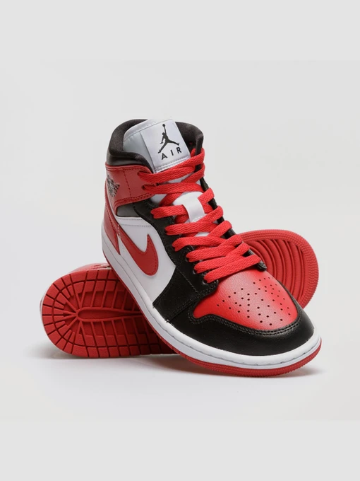 Шкіряні Жіночі Кросівки повсякденні Jordan 1 Mid Bred Toe фото 3
