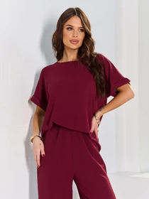 Костюми ISSA Plus модель 12766_темно_бордовый Фото