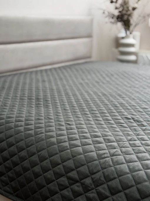 Покривало декоративне антиалергенне сірого кольору Nid Grey Ecotton модель 25179 Фото