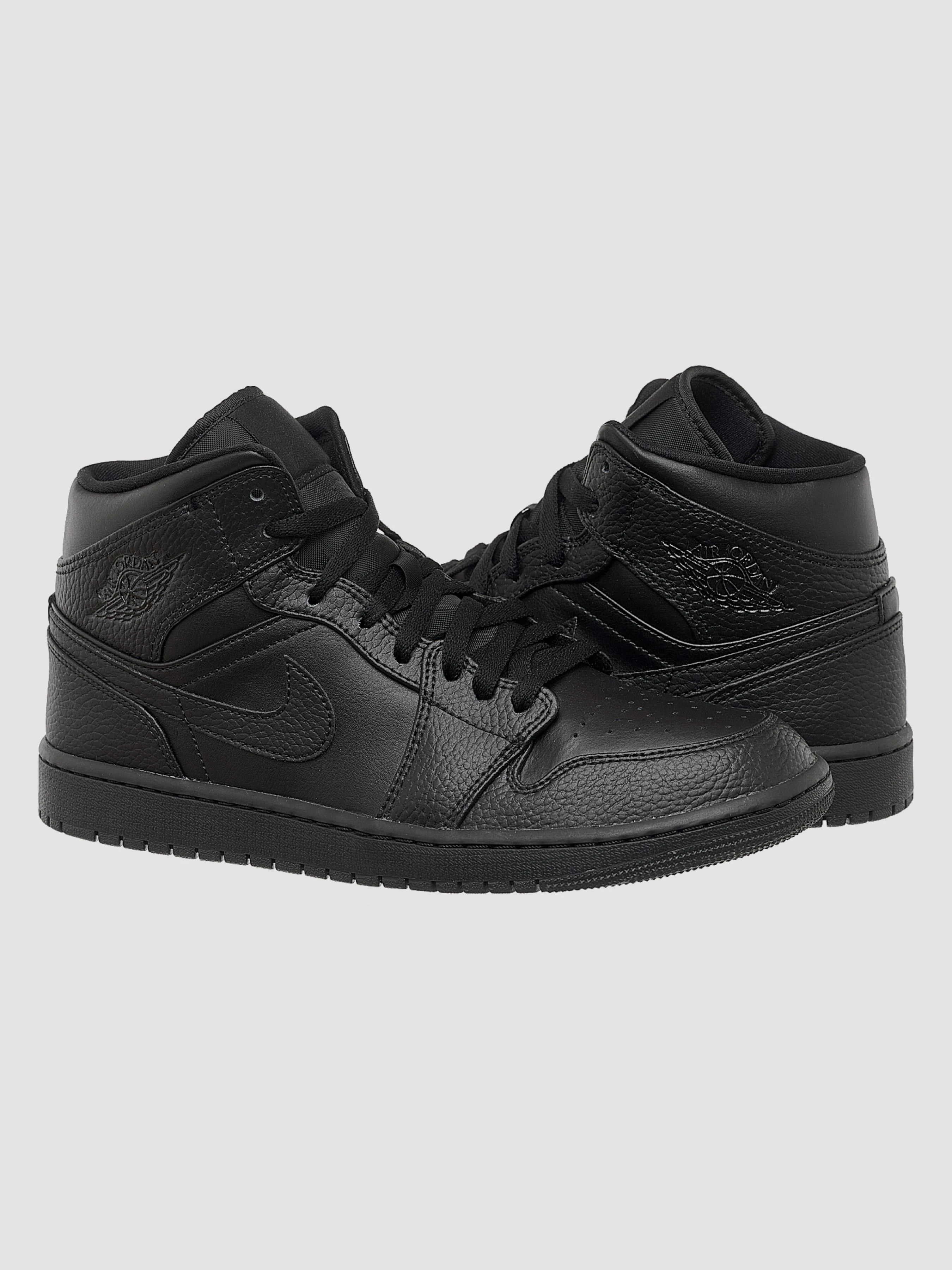 Шкіряні Чоловічі Кросівки повсякденні Jordan 1 Mid Triple Black фото 2