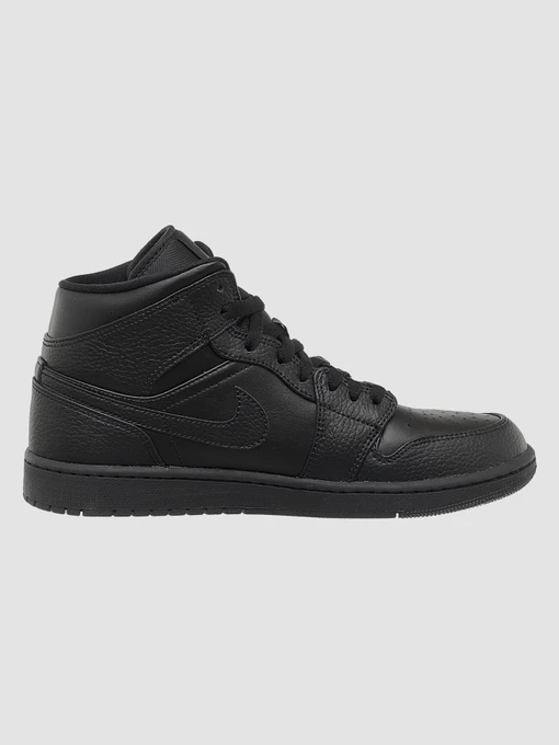 Шкіряні Чоловічі Кросівки повсякденні Jordan 1 Mid Triple Black фото 3