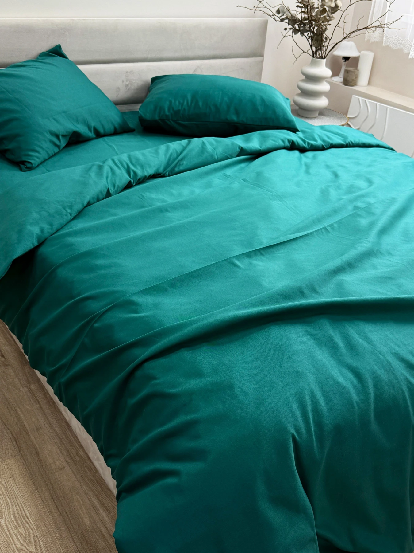 Комплект постільної білизни Dark Green смарагдового кольору Ecotton модель 24552 Комплект постільної білизни Dark Green смарагдового кольору Ecotton модель 24552 Фото