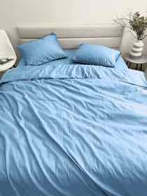 Комплект постільної білизни Blue блакитного кольору Ecotton модель 24557 Фото