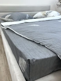 Комплект постільної білизни двосторонній світло-сірий з листям папороті Ecotton модель 23349 Фото