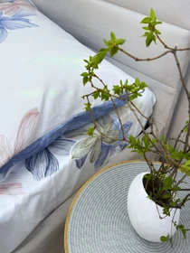 Комплект постельного белья двусторонний с нежными голубыми Цветами Ecotton модель 23347 Фото