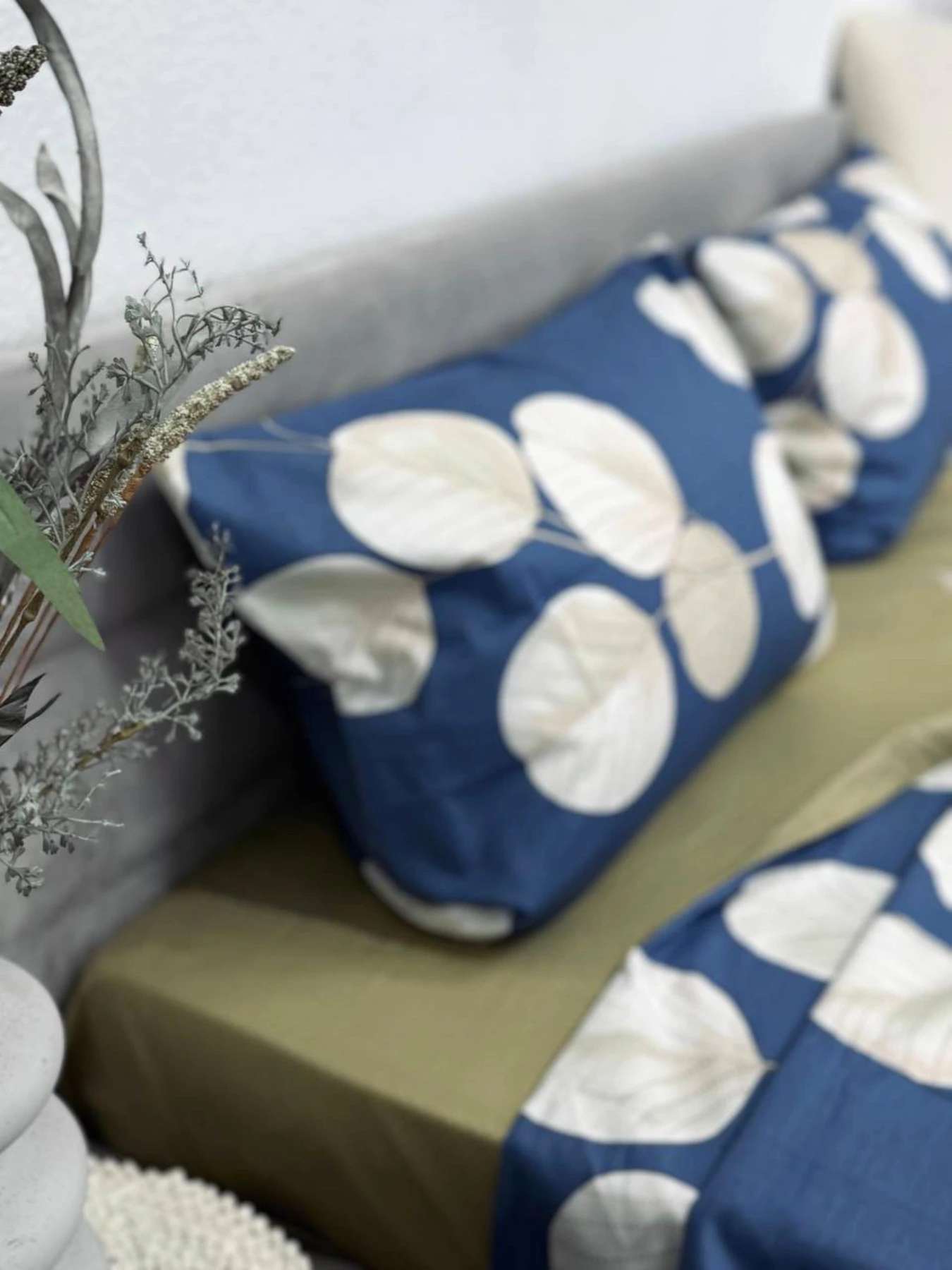 Комплект постільної білизни Листя на синьому синій двосторонній Ecotton модель 23712-21210 Комплект постільної білизни Листя на синьому синій двосторонній Ecotton модель 23712-21210 Фото