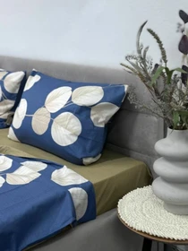 Комплект постільної білизни Листя на синьому синій двосторонній Ecotton модель 23712-21210 Фото