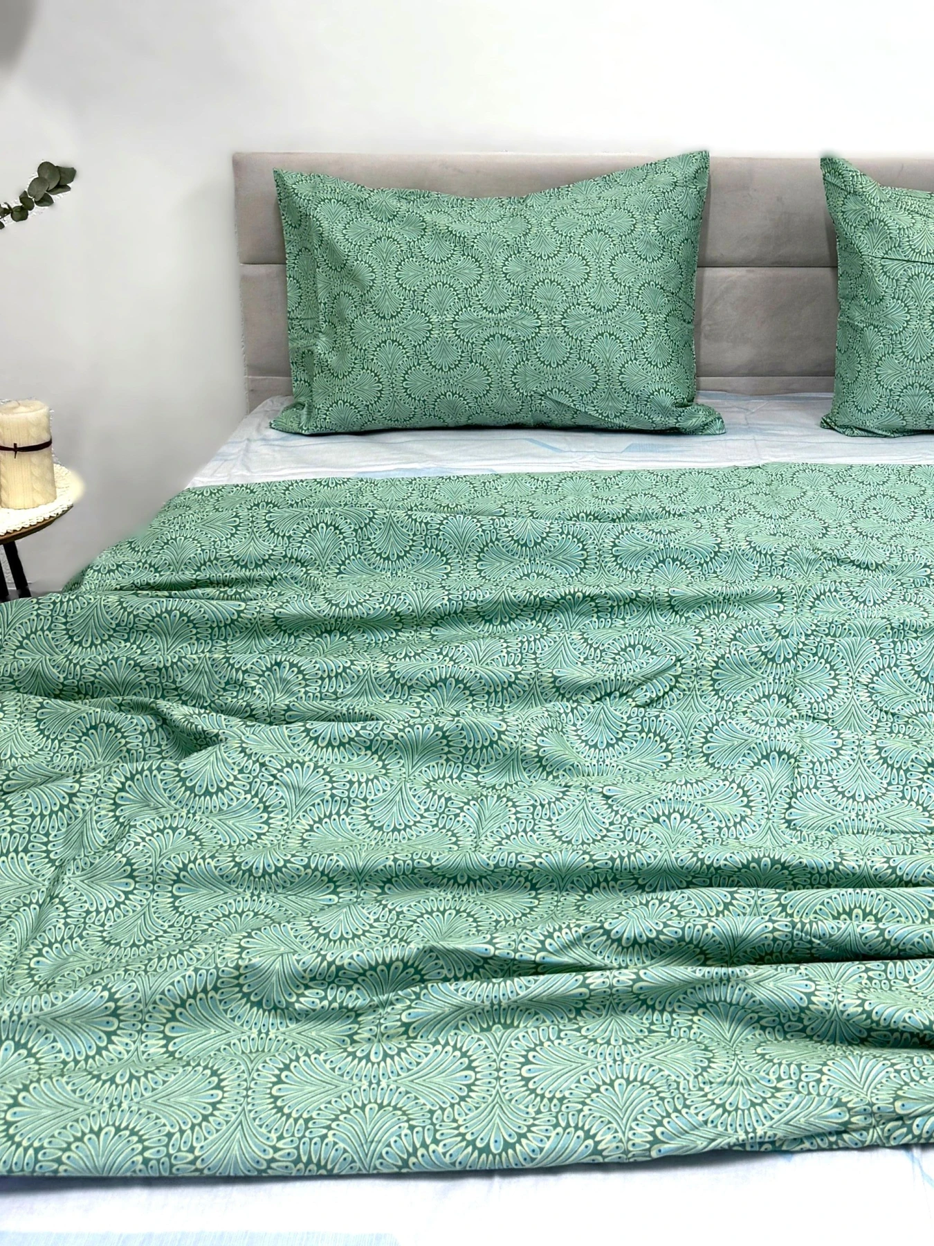 Комплект постільної білизни зелений Турецький огірок Ecotton модель 23663 Комплект постільної білизни зелений Турецький огірок Ecotton модель 23663 Фото